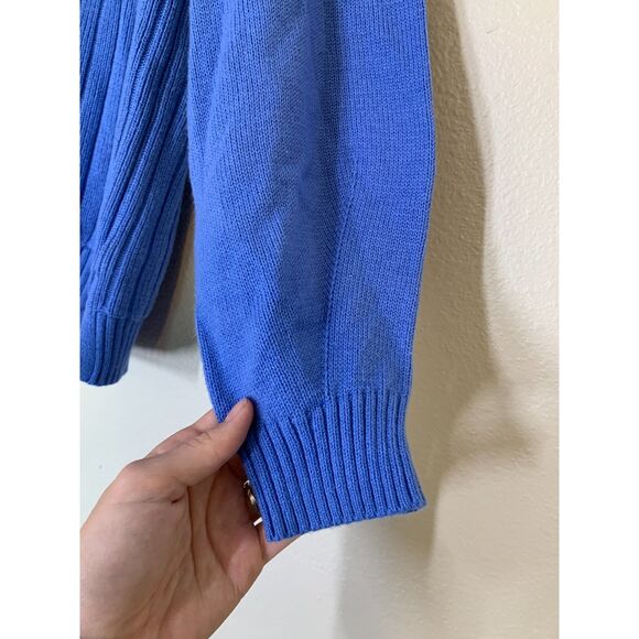 Talbots Blue Tan Ribbed V Neck Sweater Womens Sz S Soft Stretchy - Picture 9 of 14